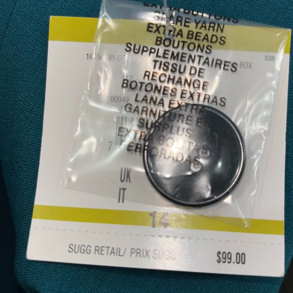 NWT Kasper‎ Womens Sz 14 Teal Peacock Lined Button Blazer Jacket Career Suit $99 - Picture 10 of 13